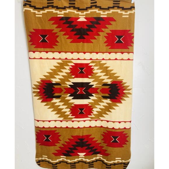 St. Labre Indian School Soft Fleece Throw Blanket Southwest Aztec Brown Red Colo - Picture 1 of 10